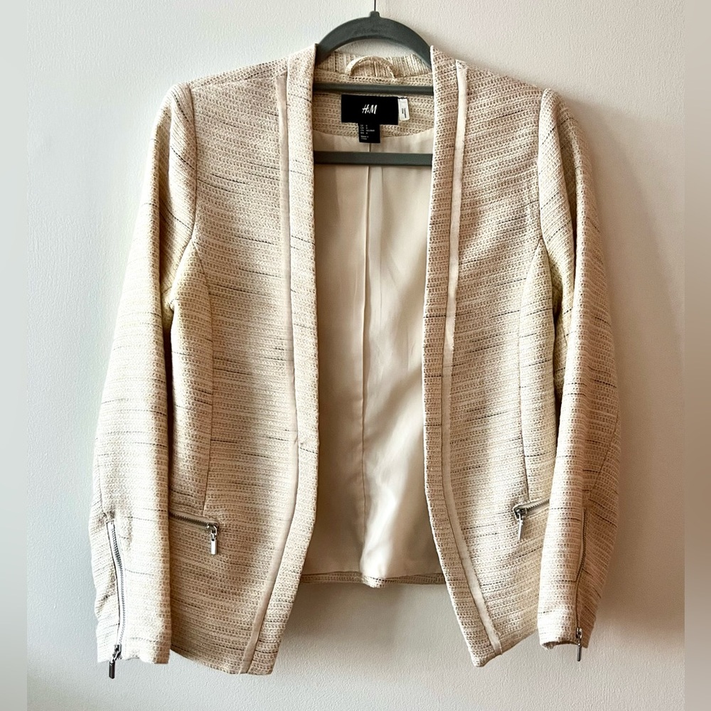 H&M Cream Tweed Women’s Fitted Blazer